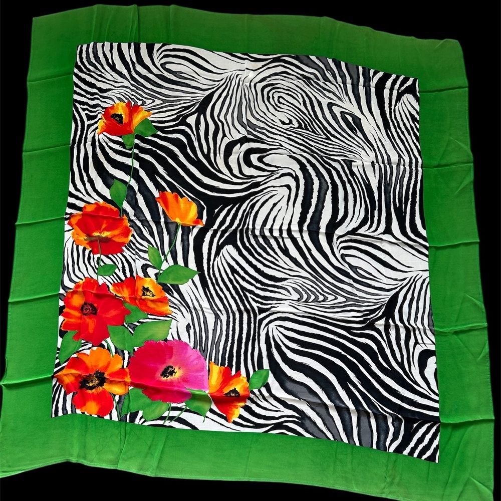 Floral Abstract Gottex Wrap Scarf Sarong Beach Travel Resort Vibrant
